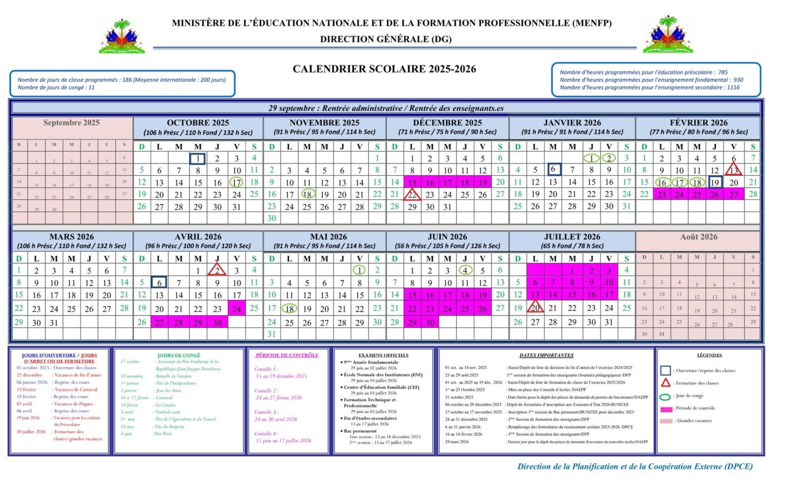 Calendrier scolaire 2025 haiti